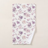 Lila Rosa Blumen & Herzen Badhandtuch Set (Handtuch)