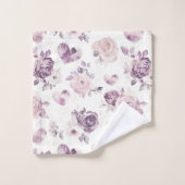 Lila Rosa Blumen & Herzen Badhandtuch Set (Waschlappen)