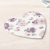 Lila Rosa Blumen & Herzen Brautparty Untersetzer (angewinkelt)