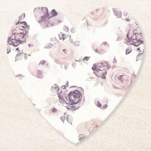 Lila Rosa Blumen & Herzen Brautparty Untersetzer