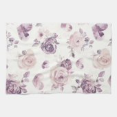 Lila Rosa Blumen & Herzen   Geschirrtuch (Horizontal)