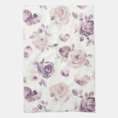 Lila Rosa Blumen & Herzen   Geschirrtuch (Vertikal)