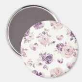 Lila Rosa Blumen & Herzen   Magnet (Vorderseite/Rückseite)