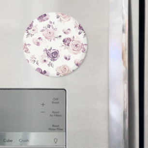 Lila Rosa Blumen & Herzen   Magnet