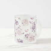 Lila Rosa Blumen & Herzen Mattglastasse (VorderseiteRechts)