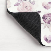 Lila Rosa Blumen & Herzen Mousepad (Ecke)