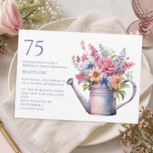 Lila rosa Blumen Landgarten 75. Geburtstag Einladung