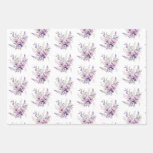 Lila rosa Blumen Lavendel floral Geschenkpapier Set