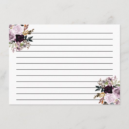 Lila Rosa Blumenbridalkarte Begleitkarte (Rückseite)