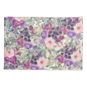 Lila Rosa Blumengrün Blätter Kissenbezug (Rückseite)