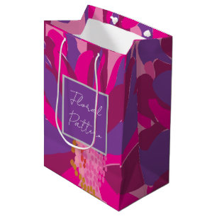 Lila Rosa Blumenmuster Mittlere Geschenktüte