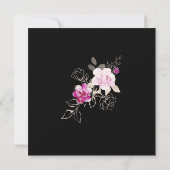 Lila Rosa Blütenblüte auf Schwarzer Hintergrund Ho Einladung (Rückseite)