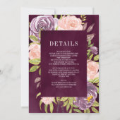 Lila Rosa Blütenblüte Einladung (Rückseite)