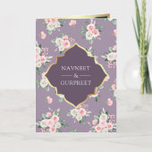 Lila Rosa Blütenblüte in One Anand Karaj Hochzeit Einladung (Vorderseite)
