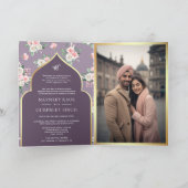 Lila Rosa Blütenblüte in One Anand Karaj Hochzeit Einladung (Innenseite)