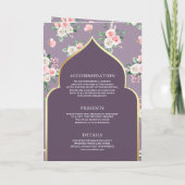 Lila Rosa Blütenblüte in One Anand Karaj Hochzeit Einladung (Rückseite)