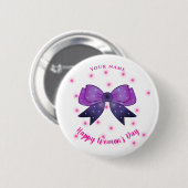 Lila & rosa Bogen Individuelle Name Frauen Button (Vorne & Hinten)