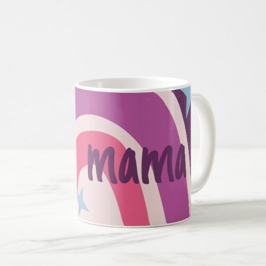 Lila rosa Bohemisch Rainbow Personalisiert Mama Kaffeetasse (VorderseiteRechts)