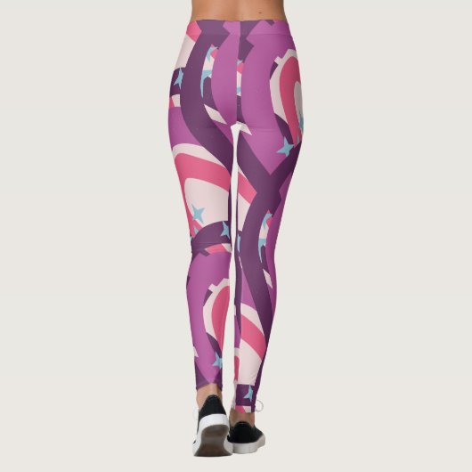 Lila rosa Bohemisch Rainbow Personalisiert Mama Leggings (Rückseite)