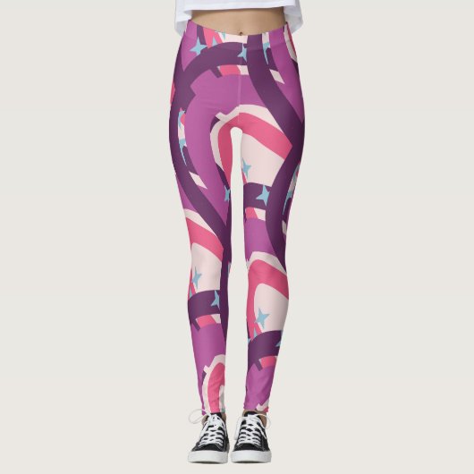 Lila rosa Bohemisch Rainbow Personalisiert Mama Leggings (Vorderseite)