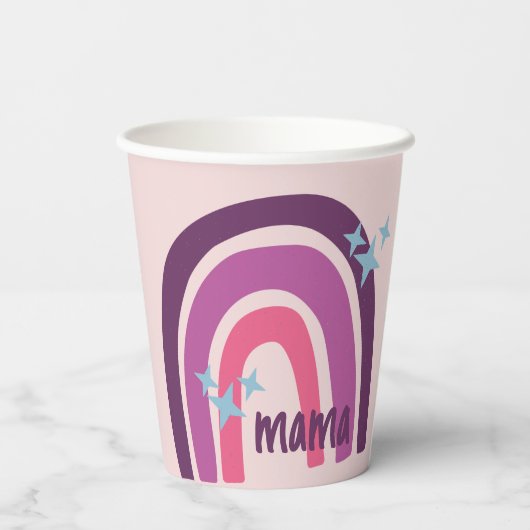 Lila rosa Bohemisch Rainbow Personalisiert Mama Pappbecher (Rückseite)