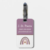 Lila & rosa Boho Rainbow Kid's Initial Gepäckanhänger (Rückseite vertikal)