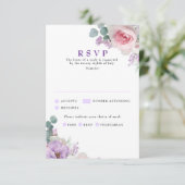 Lila rosa botanische  rosa Hochzeitskarten RSVP Karte (Stehend Vorderseite)
