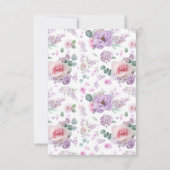 Lila rosa botanische  rosa Hochzeitskarten RSVP Karte (Rückseite)