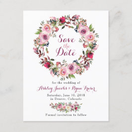 Lila Rosa Chic Rose Blumenhochzeit Sichern Sie das Save The Date