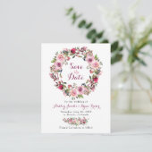 Lila Rosa Chic Rose Blumenhochzeit Sichern Sie das Save The Date (Stehend Vorderseite)