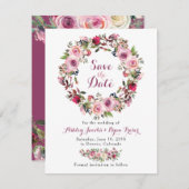 Lila Rosa Chic Rose Blumenhochzeit Sichern Sie das Save The Date (Vorne/Hinten)