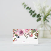 Lila Rosa-Chic-Rose Blumenzehen Platzkarten (Stehend Vorderseite)