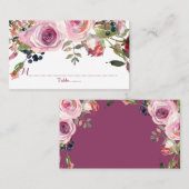 Lila Rosa-Chic-Rose Blumenzehen Platzkarten (Vorne/Hinten)