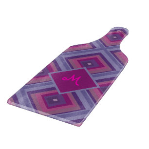 Lila-rosa-Diamant-Muster Monogramm Erste Künstler Schneidebrett