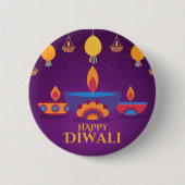 Lila rosa Diwali-Lichtbild Button (Vorderseite)