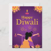 Lila rosa Diwali-Lichtbild Einladung (Rückseite)