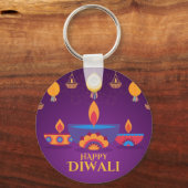 Lila rosa Diwali-Lichtbild Schlüsselanhänger (Vorderseite)