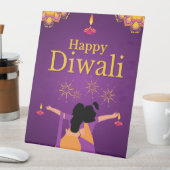 Lila rosa Diwali-Lichtbild Sockelschild (In Situ)