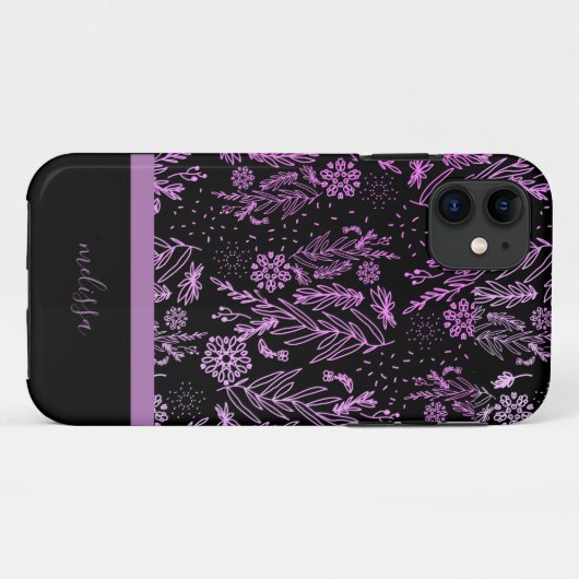 Lila rosa Doodle-Muster Case-Mate iPhone Hülle (Rückseite (Horizontal))