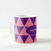 Lila rosa Dreieck-Muster Kaffeetasse (Vorderseite Links)