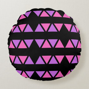 Lila rosa Dreieck-Muster Rundes Kissen