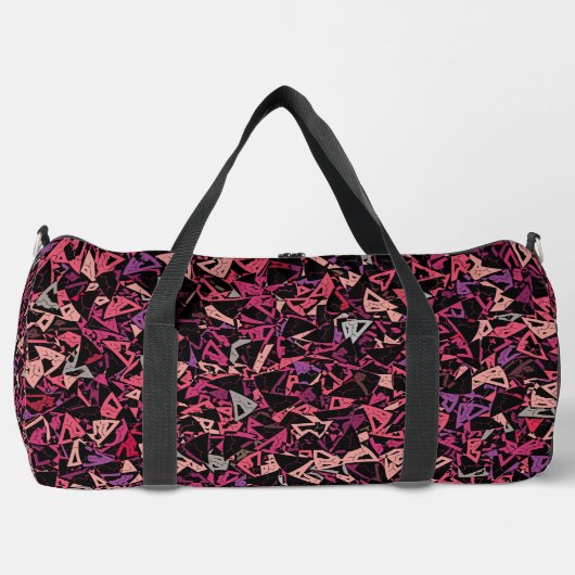 Lila Rosa Dreiecksmuster groß Duffle Bag (Vorderseite)