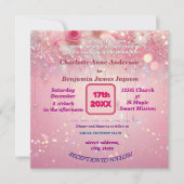 Lila rosa Driving Imitats Glitzer Blumenkohl Einladung (Vorderseite)