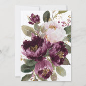 Lila rosa Dunkle Blume Kranz Brautparty Einladung (Rückseite)