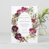 Lila rosa Dunkle Blume Kranz Brautparty Einladung (Stehend Vorderseite)