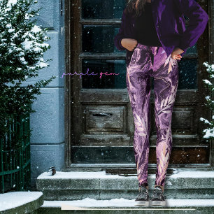 Lila Rosa Edelstein Flüssige Kunst Leggings