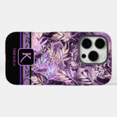 Lila rosa Edelstein Trendy Monogram iPhone Case (Rückseite (Horizontal))