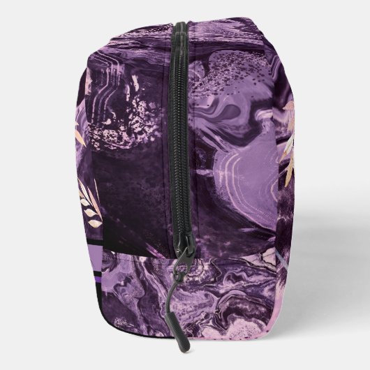 Lila rosa Edelsteine Modernes Monogramm Waschbeutel (Rechts)