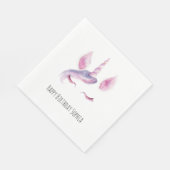 Lila Rosa Einhorn Geburtstag Serviette (Ecke)