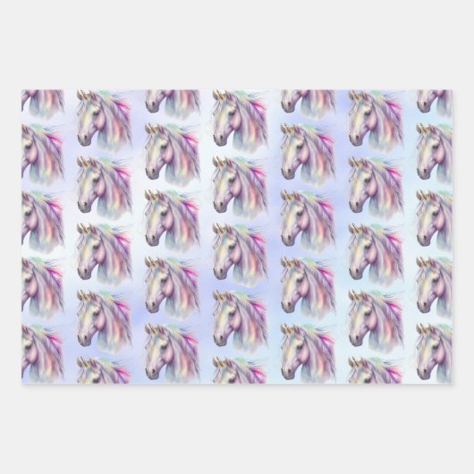 Lila rosa Einhorn Glitzer Sparkone Geschenkpapier Set (Vorderseite)